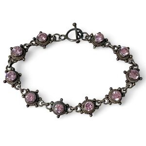Vintage Pink Crystal Link Bracelet